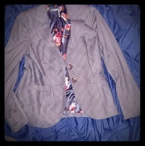 Cream and Brown Pinstripe Blazer